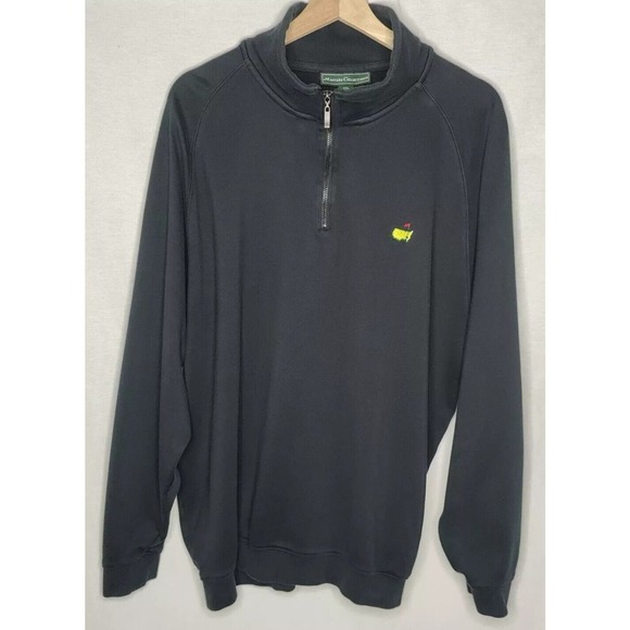 Masters Golf Clubhouse Collection Men's XXL Black 1/4 Zip Sweatshirt Pima Cotton - Picture 2 of 11
